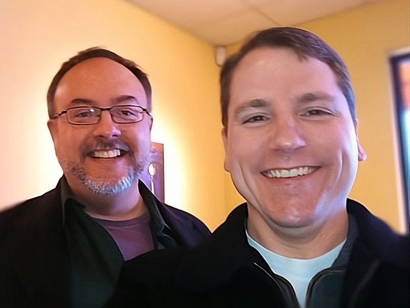 BlueZooTeam-Cropped-800x Eric Huber and Collin Condray at their first virtual office at Panera in Fayetteville, Arkansas