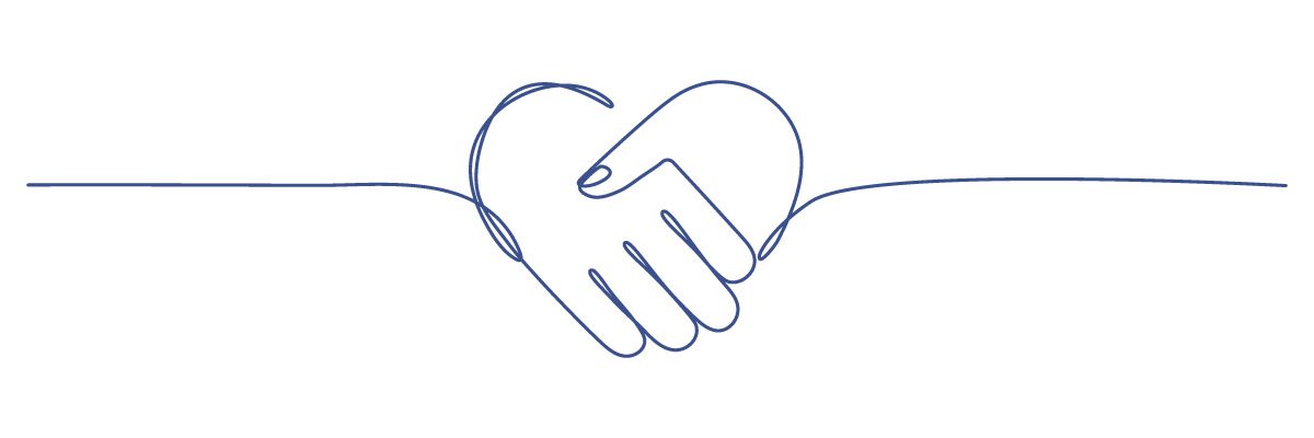 Line drawing of hands coming together to form a heart for #GivingTuesday