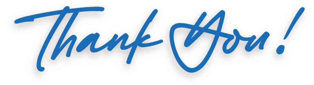 Blue-Zoo-Thank-You The words Thank You! as a handwritten note in Blue Zoo blue