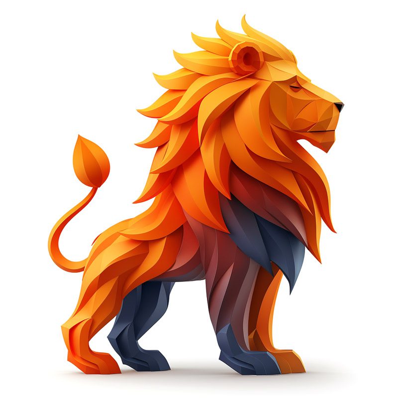 3D lion on a white background as a metaphor for branding and graphic design