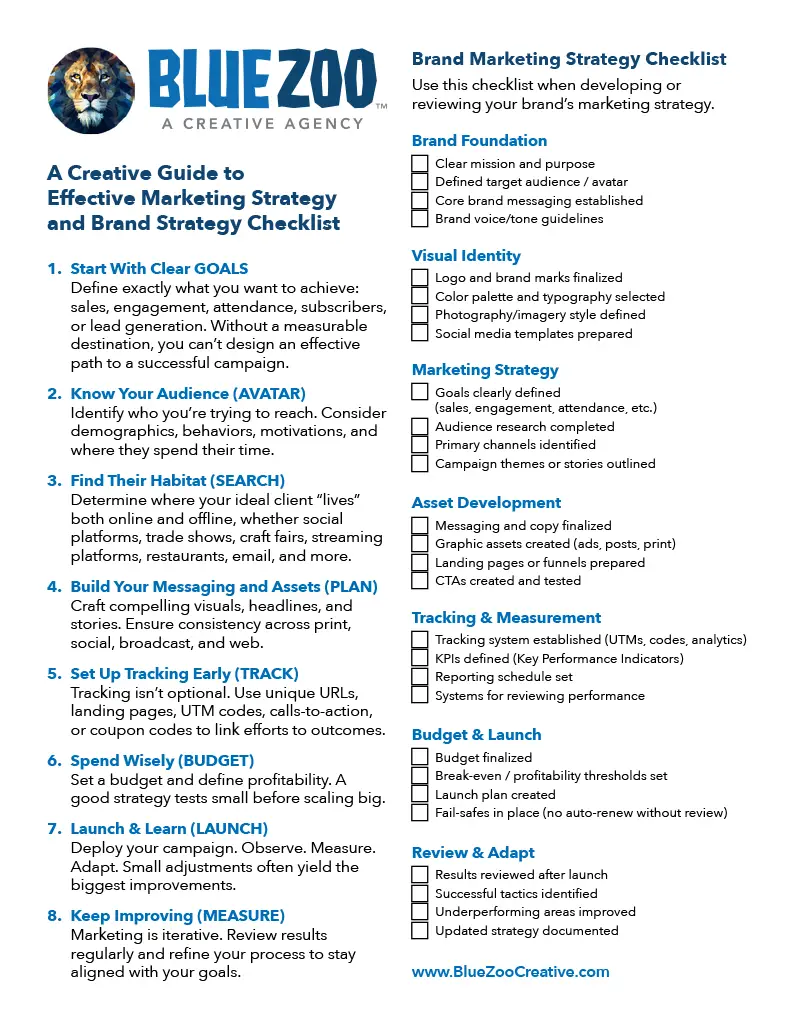 Blue Zoo Creative Guide to Marketing Strategy 121225 A Creative Guide to Effective Marketing Strategy and Brand Strategy Checklist Image